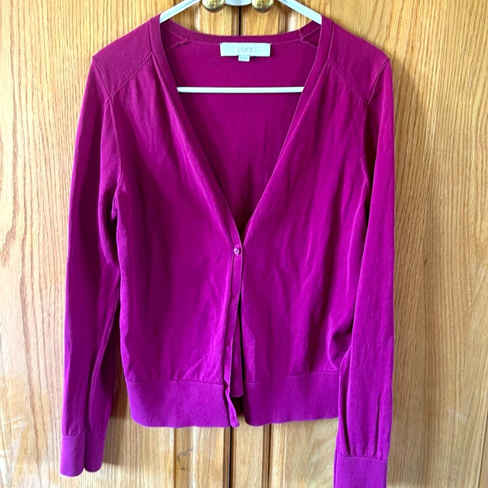 Ann Taylor Loft cardigan. Dark pink